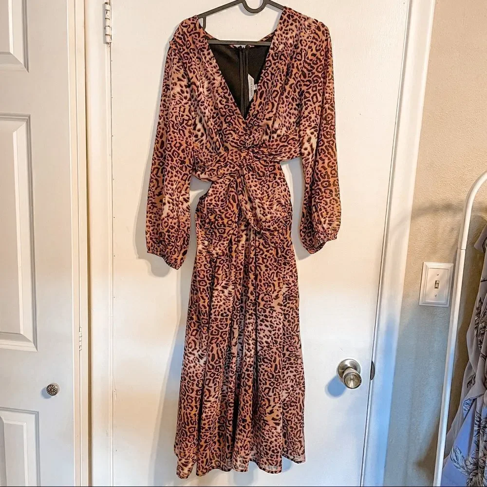 Anthropologie X Ranna Gill Leopard Print Midi Dress M - Picture 4 of 8